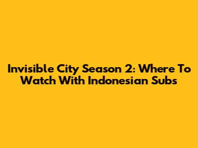 Invisible City Season 2: Where To Watch With Indonesian Subs